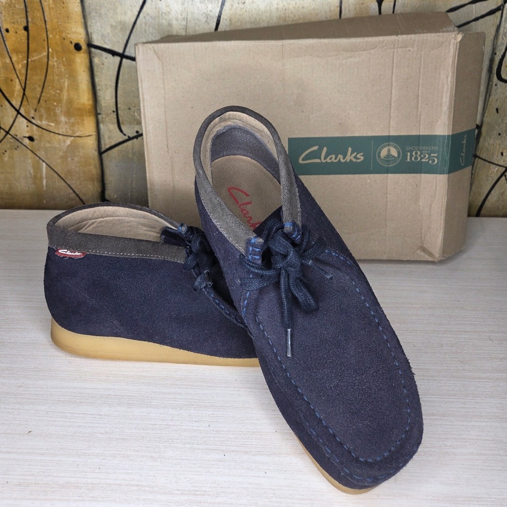 Clarks Stinson Hi Blue Suede Mens Chukka Moccasin Boots 261165047085 Size 9.5 M